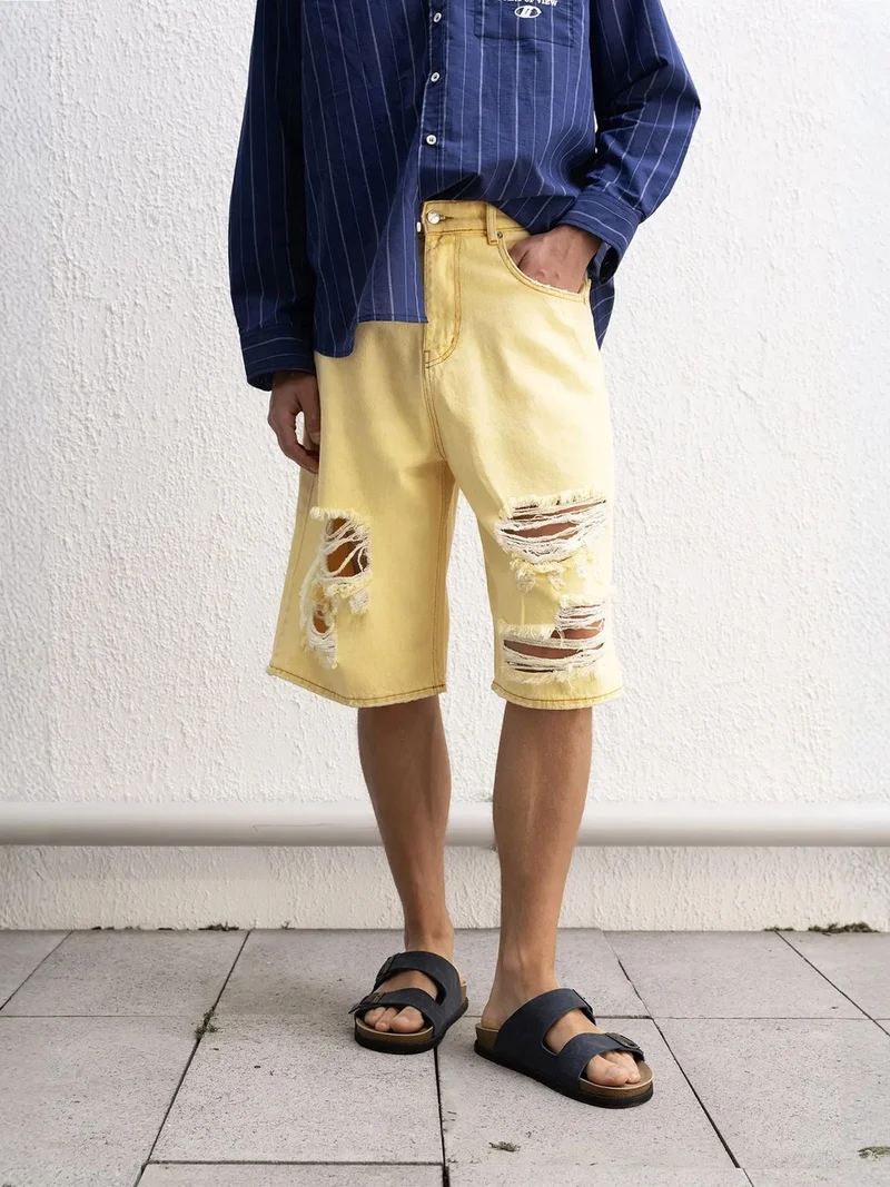 جيستو GIESTO Destroyed Denim Shorts